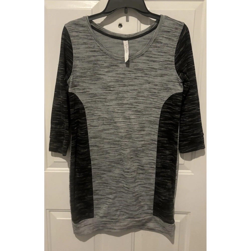 Jessica Simpson Dress Fitted‎ Gray & Black Medium 3/4 Sleeve Women's